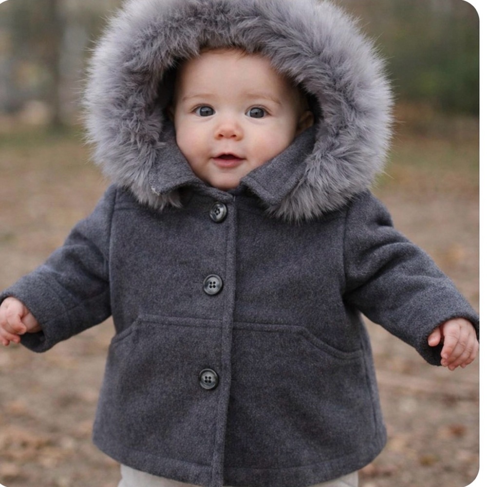 Italian Bimbalo Infant Wool & Cashmere Hooded Coat